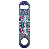 Buntes Schmutz-Kaleidoskop-Muster-Monogramm Speedflaschenöffner (Rückseite)