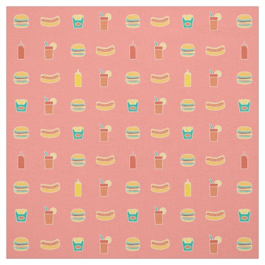 Buntes Schnellimbiß Burger-Würstchen-Soda-Muster Stoff (Muster)