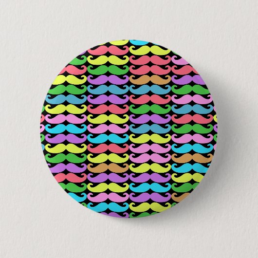Buntes Schnurrbartmuster Button (Vorderseite)