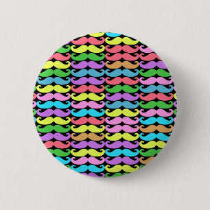 Buntes Schnurrbartmuster Button