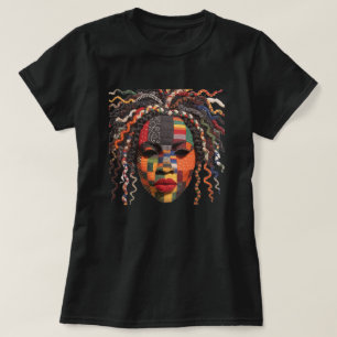 Buntes Schwarzes Frauen T-Shirt feiern