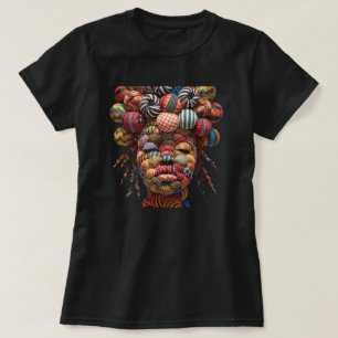 Buntes Schwarzes Frauen T-Shirt feiern