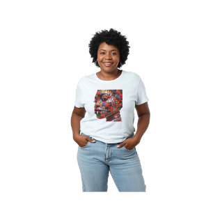 Buntes Schwarzes Frauen T-Shirt feiern