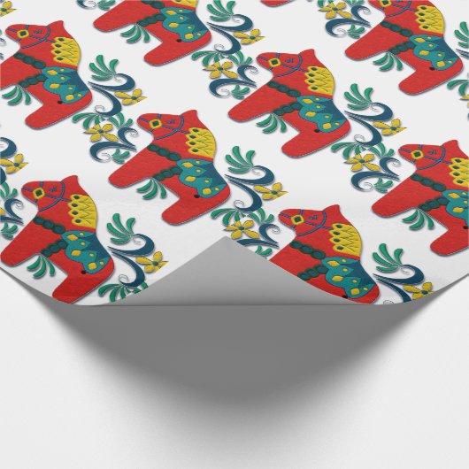 Buntes Schwede Dala Pferd Geschenkpapier (Ecke)