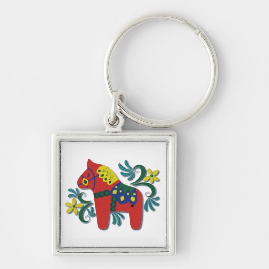 Buntes Schwede Dala Pferd Schlüsselanhänger (Vorne)