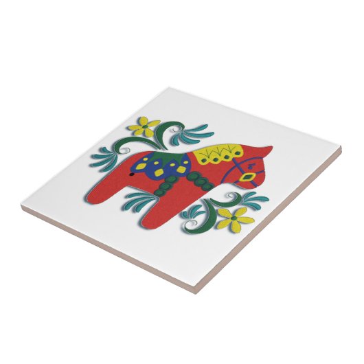 Buntes Schwede Dala Pferderecht-Gegenüberstellen Fliese (Seite)