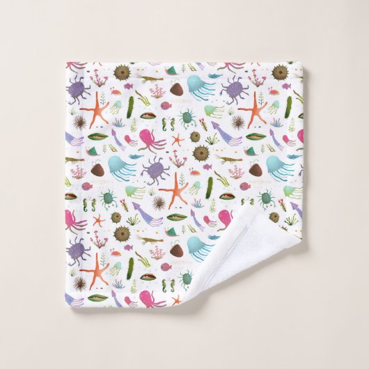 Buntes Seeleben Badhandtuch Set (Waschlappen)