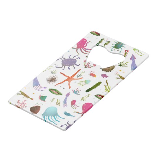 Buntes Seeleben Geldbeutel Flaschenöffner (Vorderseite Schrägansicht)