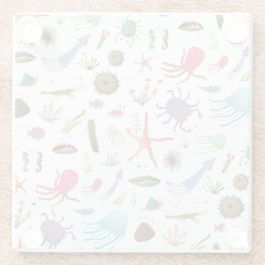 Buntes Seeleben Glasuntersetzer (Rückseite)