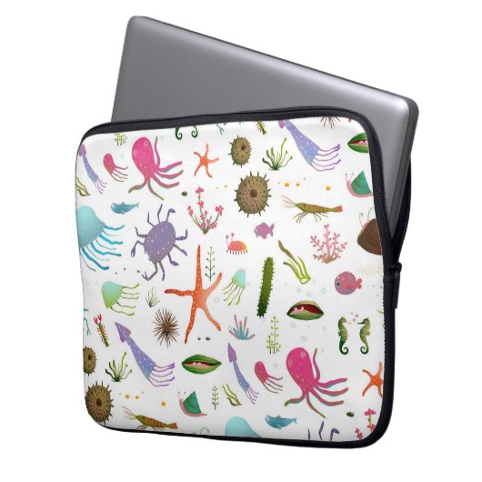 Buntes Seeleben Laptopschutzhülle (Vorderseite Links)