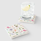 Buntes Seeleben Steinuntersetzer (Seitenansicht)