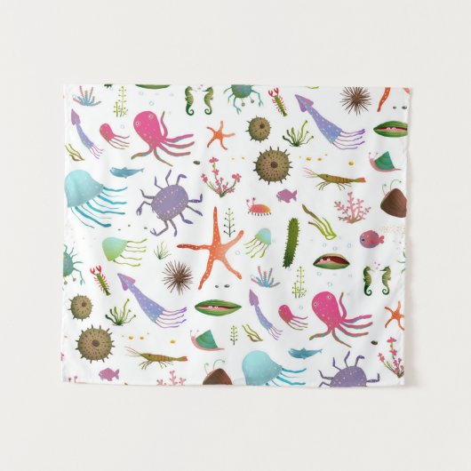 Buntes Seeleben Wandteppich (Vorderseite (Horizontal))