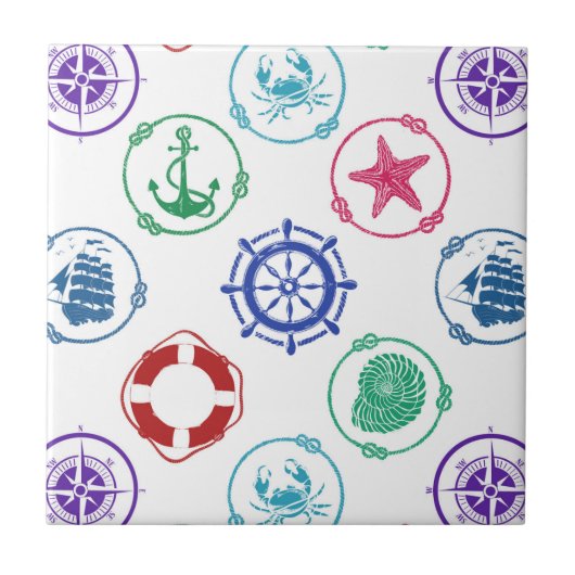 Buntes Seemuster Fliese (Vorderseite)