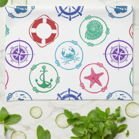 Buntes Seemuster Geschirrtuch (Gefaltet)
