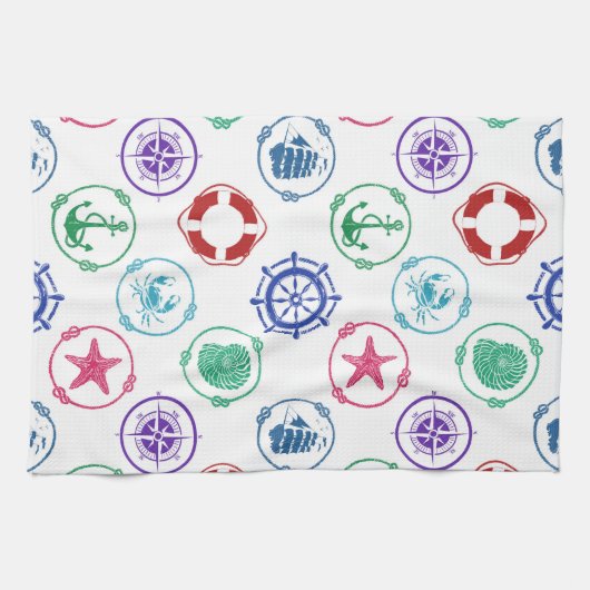 Buntes Seemuster Geschirrtuch (Horizontal)