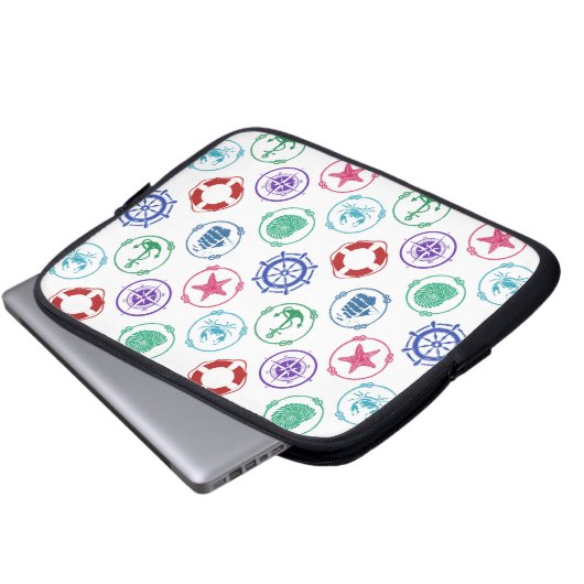 Buntes Seemuster Laptopschutzhülle (Vorne Knopf)