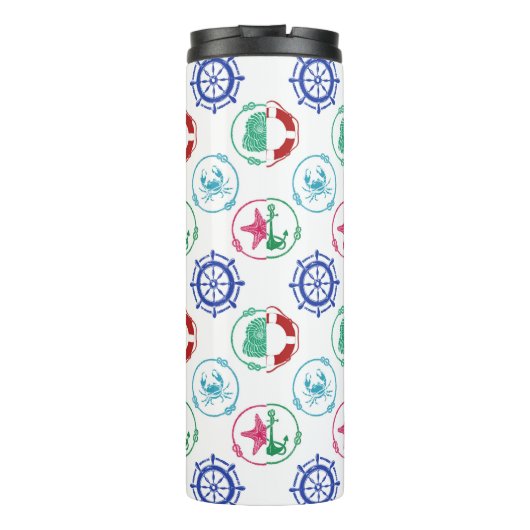 Buntes Seemuster Thermosbecher (Rückseite)