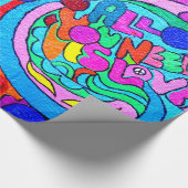 buntes Siebzigerjahre Hippiefriedens- und Geschenkpapier (Ecke)