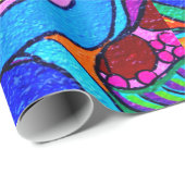 buntes Siebzigerjahre Hippiefriedens- und Geschenkpapier (Rolleneckpunkt)