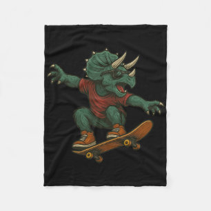 Buntes Skateboarding Triceratops Dinosaur Design Fleecedecke