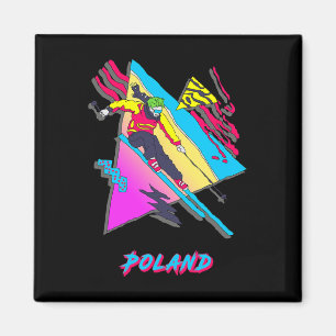 Buntes Skifahrer Grafik Kunstwerk Polen Skifahren Magnet