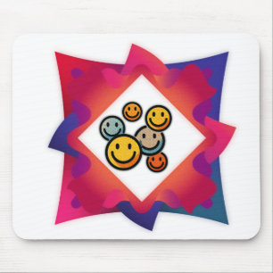Buntes Smiley-Gesicht Abstraktes Mauspad