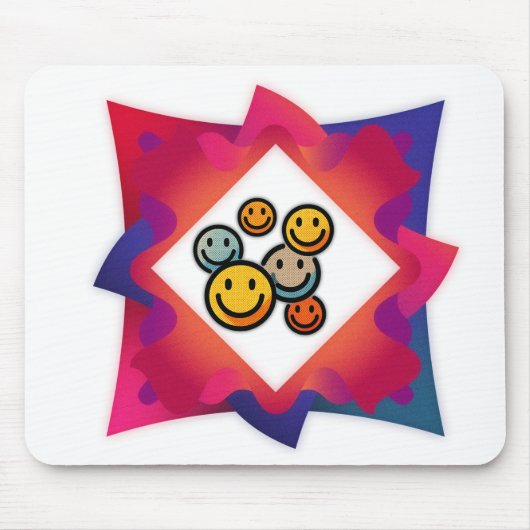 Buntes Smiley-Gesicht Abstraktes Mauspad (Vorne)