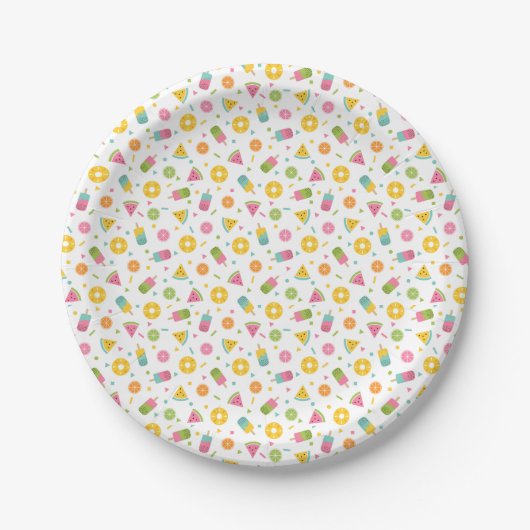 Buntes Sommer-Eiscreme-Muster Pappteller (Vorderseite)