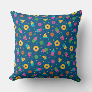 Buntes sommerliches Eiscreme-Muster in Blau Kissen