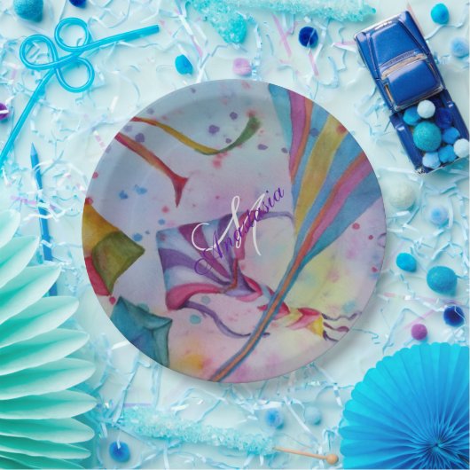 BUNTES SPASS-FLIEGEN-DRACHEN-MONOGRAMM-PARTY PAPPTELLER (Party)