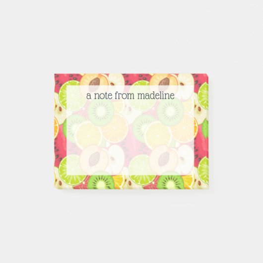 Buntes Spaß-Frucht-Muster Post-it Klebezettel (Vorderseite)