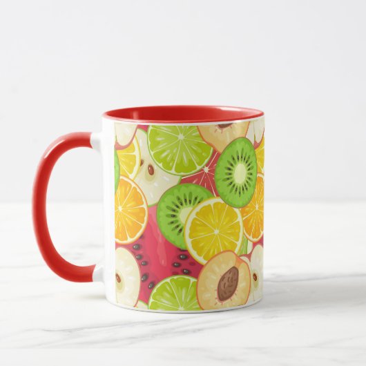 Buntes Spaß-Frucht-Muster Tasse (Links)