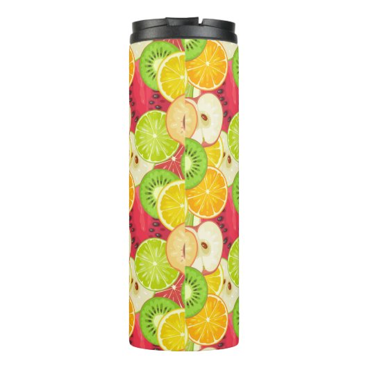 Buntes Spaß-Frucht-Muster Thermosbecher (Rückseite)