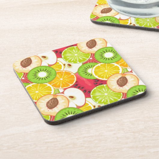 Buntes Spaß-Frucht-Muster Untersetzer (Linke Seite)