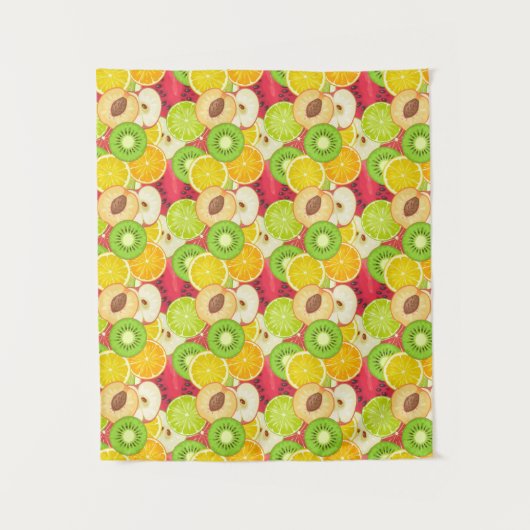 Buntes Spaß-Frucht-Muster Wandteppich (Vorderseite)