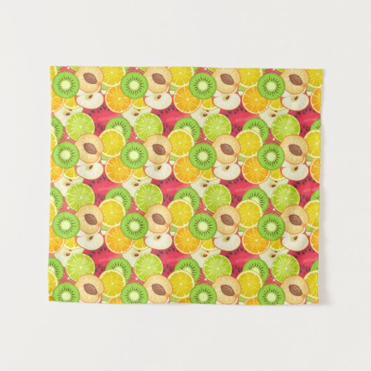 Buntes Spaß-Frucht-Muster Wandteppich (Vorderseite (Horizontal))