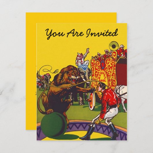 BUNTES SPASS-ZIRKUS-PARTY-THEMA LADEN EINLADUNG (Vorne/Hinten)