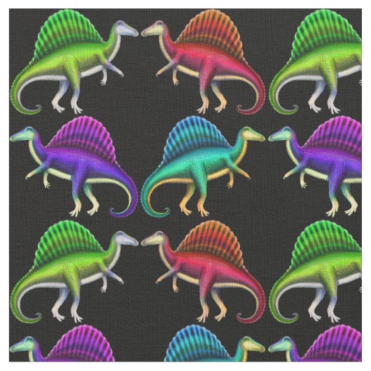 Buntes Spinosaurus Dinosaurier Paleo Gewebe Stoff (Nahaufnahme)