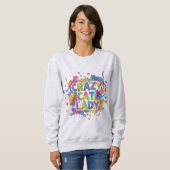 Buntes Spritzer-Style "Crazy Cat Lady"-Sweatshirt Sweatshirt (Vorne ganz)