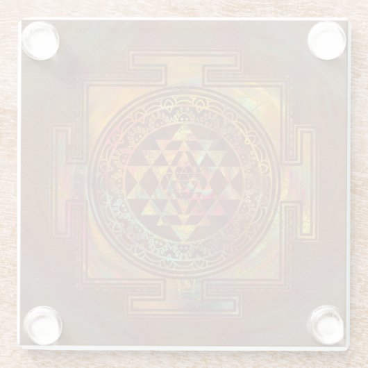 Buntes Sri Yantra/Sri Chakra Glasuntersetzer (Rückseite)