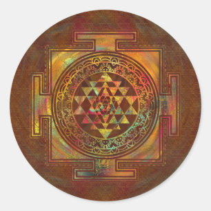 Buntes Sri Yantra/Sri Chakra Runder Aufkleber