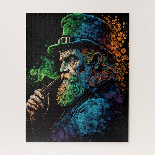 Buntes St. Patrick's Leprechaun mit Pipe Puzzle (Vertikal)