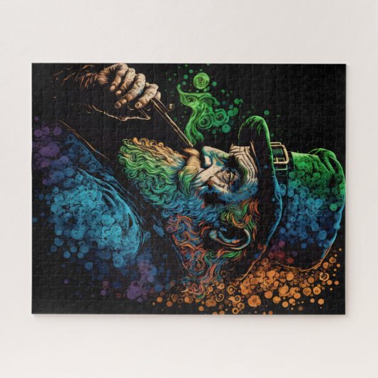 Buntes St. Patrick's Leprechaun mit Pipe Puzzle (Horizontal)