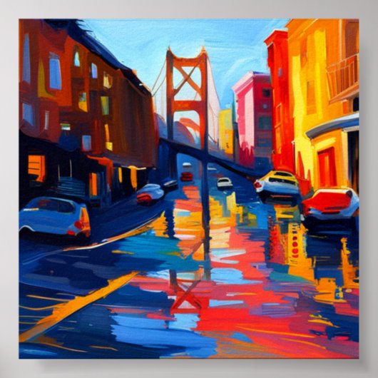 Buntes Stadtplakat mit Bridge Poster (Vorne)