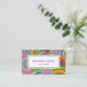 Buntes Stammes- Boho ethnisches Kreismuster Visitenkarte (Stehend Vorderseite)