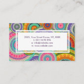Buntes Stammes- Boho ethnisches Kreismuster Visitenkarte (Rückseite)