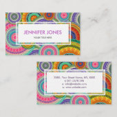 Buntes Stammes- Boho ethnisches Kreismuster Visitenkarte (Vorne/Hinten)