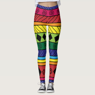 Buntes Stammes- geometrisches legging Gekritzel Leggings
