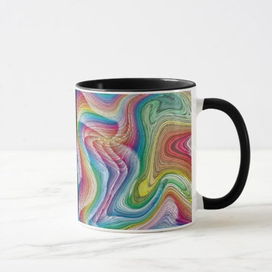 Buntes Strudelmuster auf schwarzem Hintergrund Tasse (Rechts)
