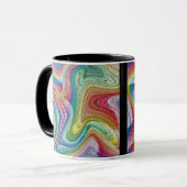Buntes Strudelmuster auf schwarzem Hintergrund Tasse (Vorderseite Links)